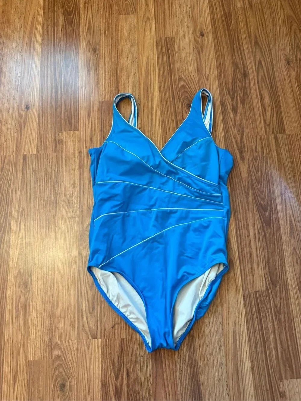 Miraclesuit Women's Horizon Tummy Control Slimming One Piece Swimsuit Blue Sz XL